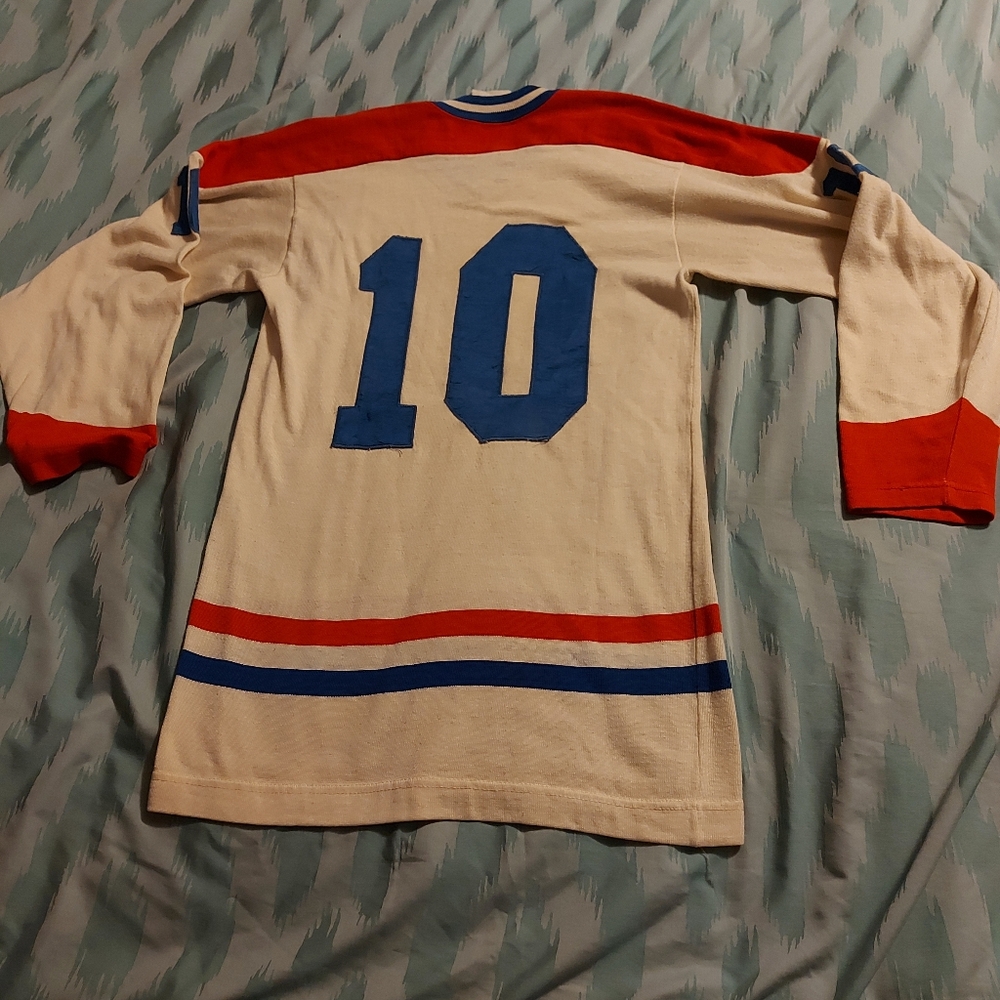 Vintage 70s Montreal Canadiens White Jersey #10 Guy Lafleur Mens S/M Sandow‎